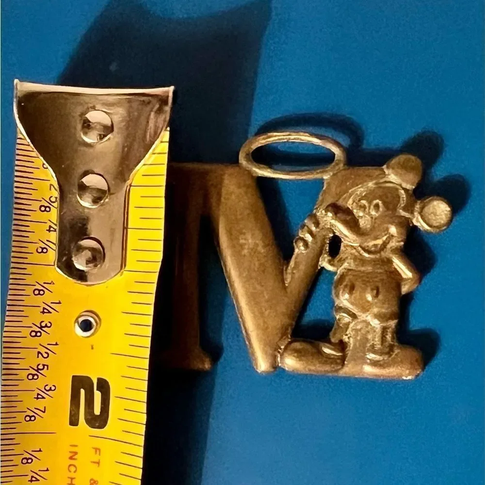 Vintage 70s 80s Leather Metal Walt Disney Mickey Mouse Key Chain Fob Pendant